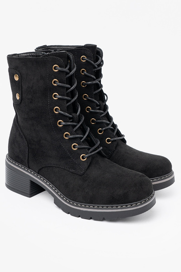 cor preta amarrado botas de montaria altas z grubą podeszParaą