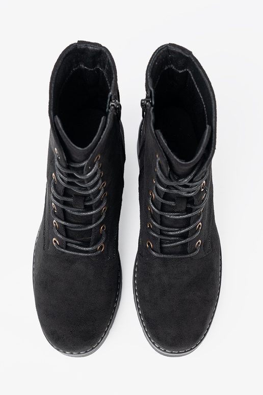 cor preta amarrado botas de montaria altas z grubą podeszParaą