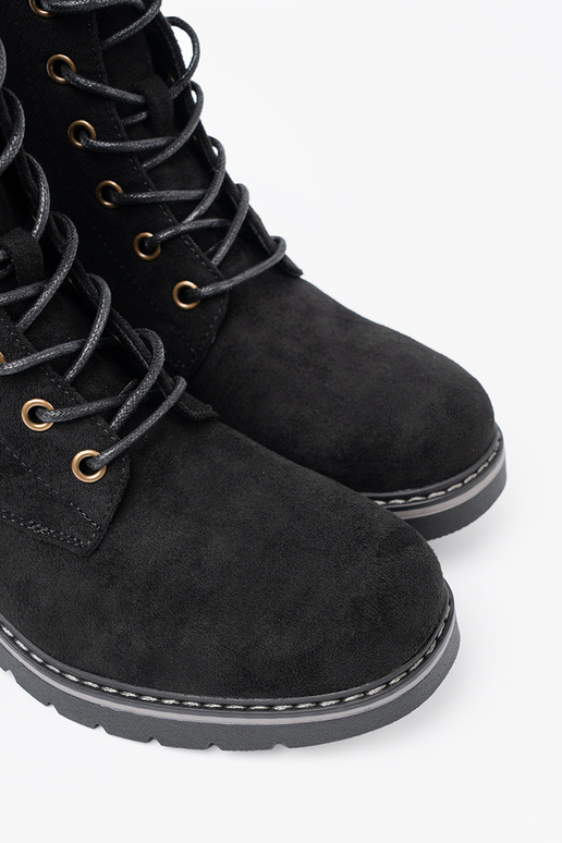 cor preta amarrado botas de montaria altas z grubą podeszParaą