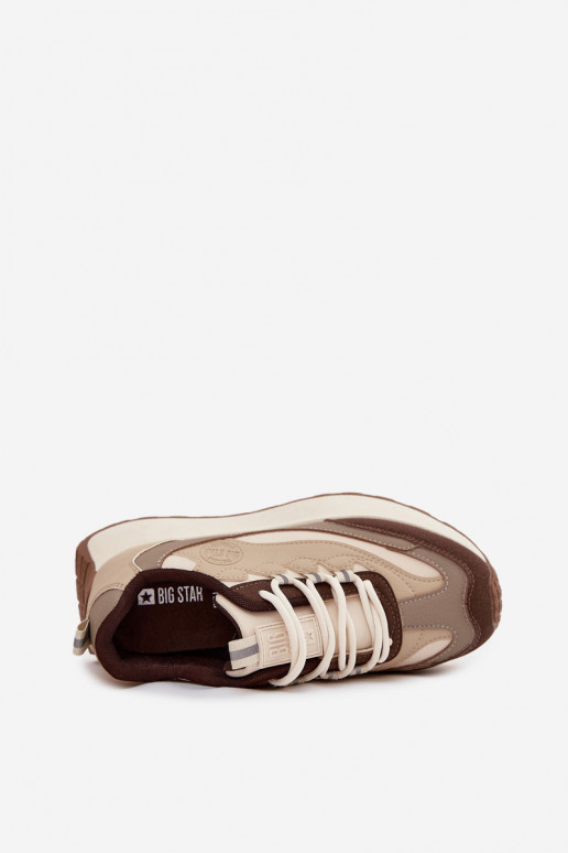 À modalo de tênis Feminino com uma plataforma Big Star SS274002 HI-POLY SYSTEM bege À modalo de tênis Feminino com uma plataforma Big Star SS274002 HI-POLY SYSTEM bege