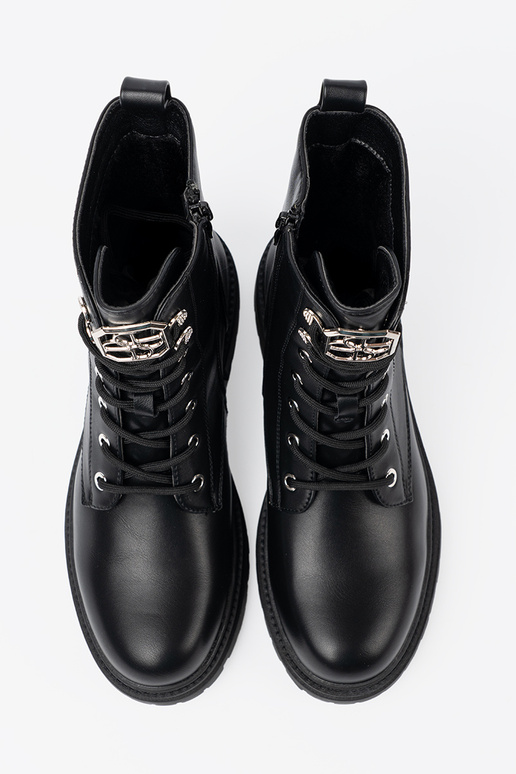 cor preta botas de montaria altas com acabamento metálico