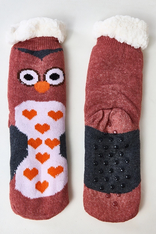 Meias rosas com coruja Lotis