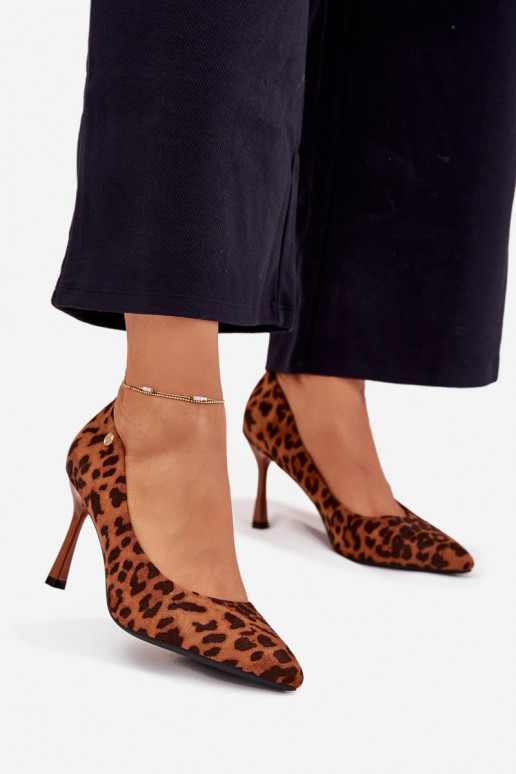 Sapatos de salto femininos com estampa de leopardo "Vinceza 62264" cor marrom Sapatos de salto femininos com estampa de leopardo "Vinceza 62264" cor marrom