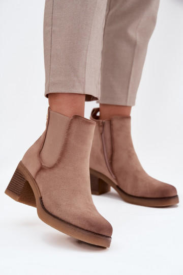botas elegantes Feminino com salto aquecimento bege Zelia 2