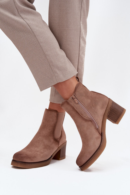 botas elegantes Feminino com salto aquecimento bege Zelia botas elegantes Feminino com salto aquecimento bege Zelia