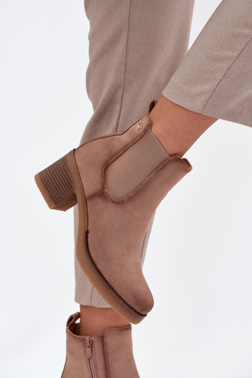botas elegantes Feminino com salto aquecimento bege Zelia botas elegantes Feminino com salto aquecimento bege Zelia