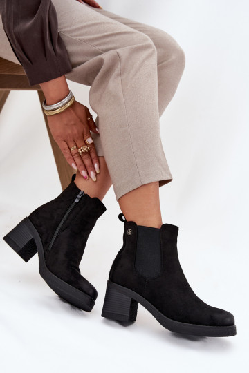 Botas femininas aquecidas pretas com salto Zelia
