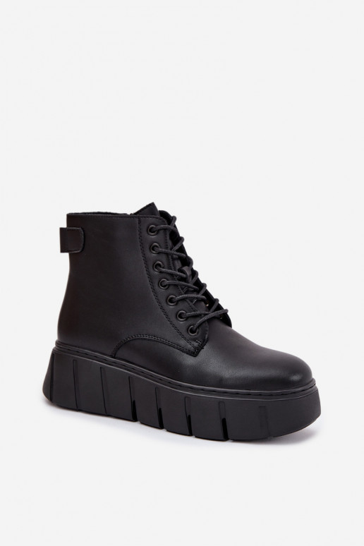 Pele aquecimento Botas femininas com uma plataforma Vinceza 66803 cor preta Pele aquecimento Botas femininas com uma plataforma Vinceza 66803 cor preta