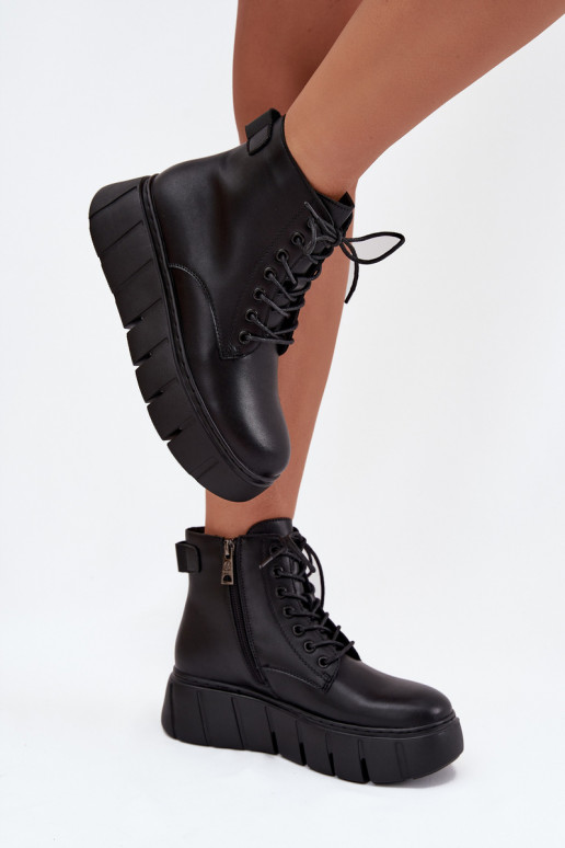 Pele aquecimento Botas femininas com uma plataforma Vinceza 66803 cor preta Pele aquecimento Botas femininas com uma plataforma Vinceza 66803 cor preta