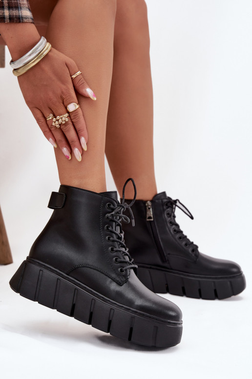 Pele aquecimento Botas femininas com uma plataforma Vinceza 66803 cor preta Pele aquecimento Botas femininas com uma plataforma Vinceza 66803 cor preta