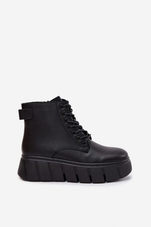 Pele aquecimento Botas femininas com uma plataforma Vinceza 66803 cor preta Pele aquecimento Botas femininas com uma plataforma Vinceza 66803 cor preta