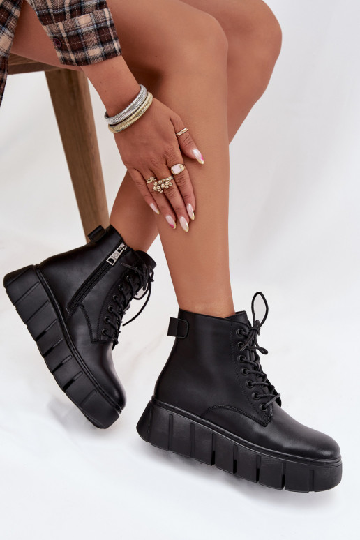 Pele aquecimento Botas femininas com uma plataforma Vinceza 66803 cor preta Pele aquecimento Botas femininas com uma plataforma Vinceza 66803 cor preta