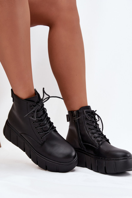 Pele aquecimento Botas femininas com uma plataforma Vinceza 66803 cor preta Pele aquecimento Botas femininas com uma plataforma Vinceza 66803 cor preta