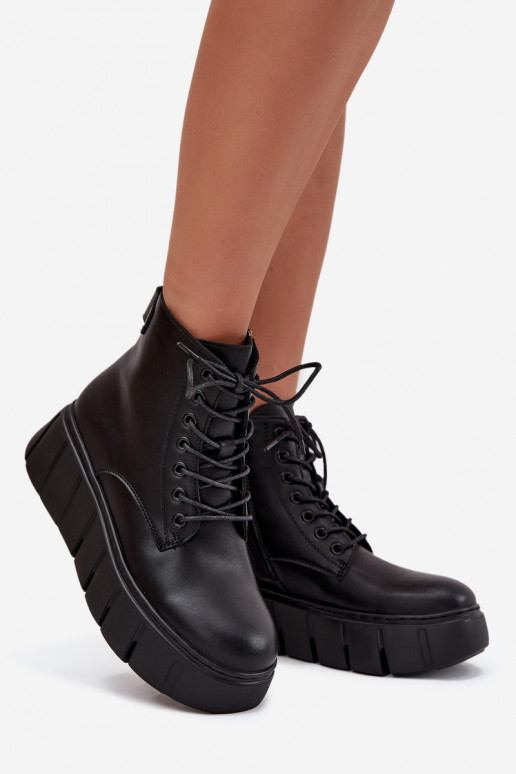 Pele aquecimento Botas femininas com uma plataforma Vinceza 66803 cor preta Pele aquecimento Botas femininas com uma plataforma Vinceza 66803 cor preta