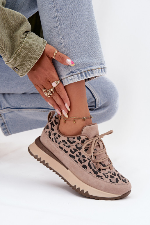 de camurça aquecimento À modalo de tênis Feminino com uma plataforma Vinceza 66836 com padrões de pele de leopardo bege de camurça aquecimento À modalo de tênis Feminino com uma plataforma Vinceza 66836 com padrões de pele de leopardo bege