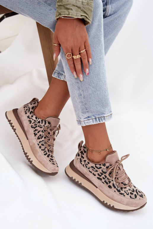 de camurça aquecimento À modalo de tênis Feminino com uma plataforma Vinceza 66836 com padrões de pele de leopardo bege de camurça aquecimento À modalo de tênis Feminino com uma plataforma Vinceza 66836 com padrões de pele de leopardo bege