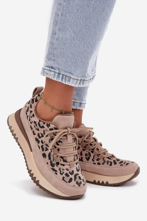 de camurça aquecimento À modalo de tênis Feminino com uma plataforma Vinceza 66836 com padrões de pele de leopardo bege de camurça aquecimento À modalo de tênis Feminino com uma plataforma Vinceza 66836 com padrões de pele de leopardo bege