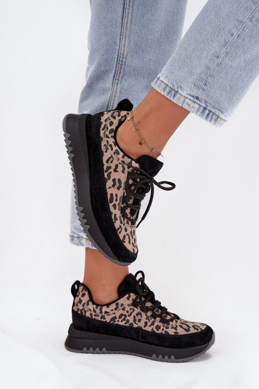 de camurça aquecimento À modalo de tênis Feminino com uma plataforma Vinceza 66836 com padrões de pele de leopardo cor preta de camurça aquecimento À modalo de tênis Feminino com uma plataforma Vinceza 66836 com padrões de pele de leopardo cor preta