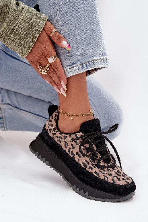 de camurça aquecimento À modalo de tênis Feminino com uma plataforma Vinceza 66836 com padrões de pele de leopardo cor preta de camurça aquecimento À modalo de tênis Feminino com uma plataforma Vinceza 66836 com padrões de pele de leopardo cor preta