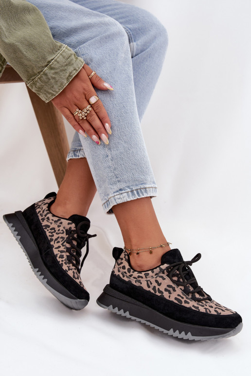 de camurça aquecimento À modalo de tênis Feminino com uma plataforma Vinceza 66836 com padrões de pele de leopardo cor preta de camurça aquecimento À modalo de tênis Feminino com uma plataforma Vinceza 66836 com padrões de pele de leopardo cor preta