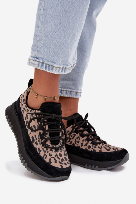 de camurça aquecimento À modalo de tênis Feminino com uma plataforma Vinceza 66836 com padrões de pele de leopardo cor preta de camurça aquecimento À modalo de tênis Feminino com uma plataforma Vinceza 66836 com padrões de pele de leopardo cor preta