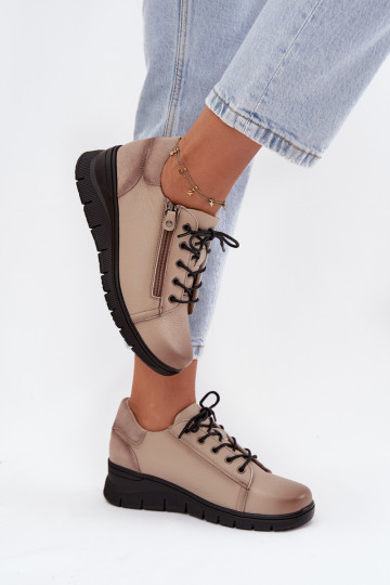 Pele sapato Feminino Em uma cunha Vinceza 39964 bege