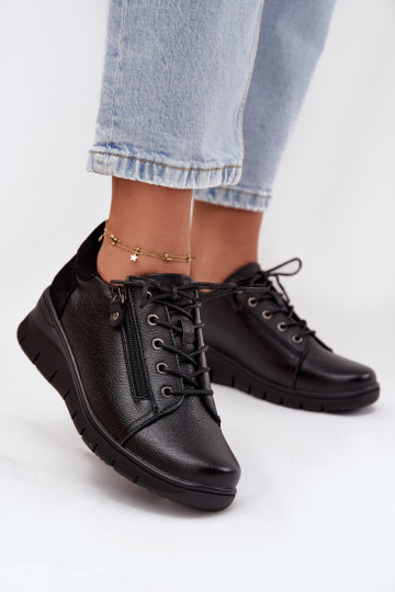 Pele sapato Feminino Em uma cunha Vinceza 39964 cor preta 2