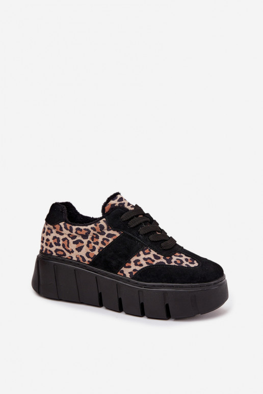 de camurça aquecimento À modalo de tênis Feminino com uma plataforma Vinceza 66841 com padrões de pele de leopardo cor preta de camurça aquecimento À modalo de tênis Feminino com uma plataforma Vinceza 66841 com padrões de pele de leopardo cor preta