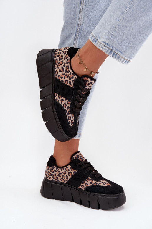 de camurça aquecimento À modalo de tênis Feminino com uma plataforma Vinceza 66841 com padrões de pele de leopardo cor preta de camurça aquecimento À modalo de tênis Feminino com uma plataforma Vinceza 66841 com padrões de pele de leopardo cor preta