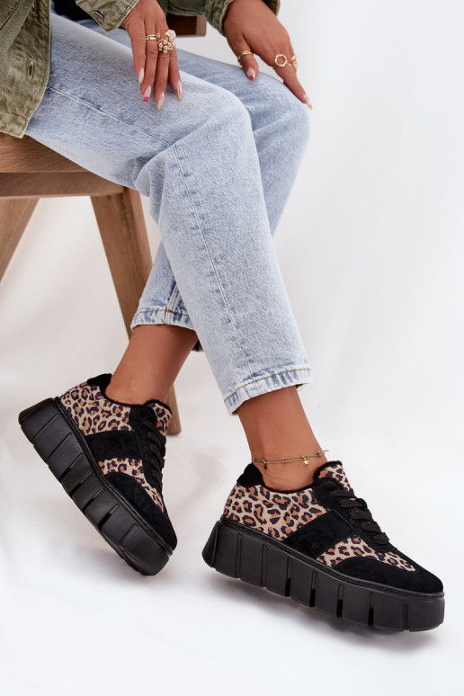 de camurça aquecimento À modalo de tênis Feminino com uma plataforma Vinceza 66841 com padrões de pele de leopardo cor preta de camurça aquecimento À modalo de tênis Feminino com uma plataforma Vinceza 66841 com padrões de pele de leopardo cor preta