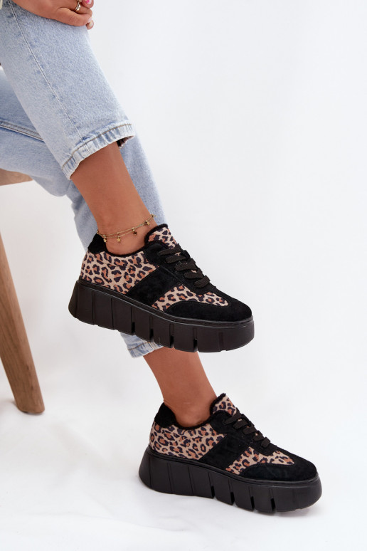 de camurça aquecimento À modalo de tênis Feminino com uma plataforma Vinceza 66841 com padrões de pele de leopardo cor preta de camurça aquecimento À modalo de tênis Feminino com uma plataforma Vinceza 66841 com padrões de pele de leopardo cor preta