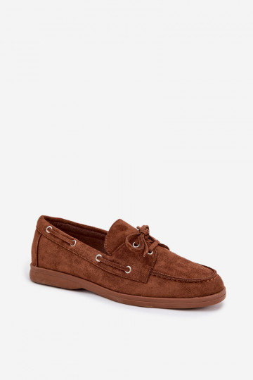 sapato mocassins femininos com detalhes elegantes cor marrom Calivra 2