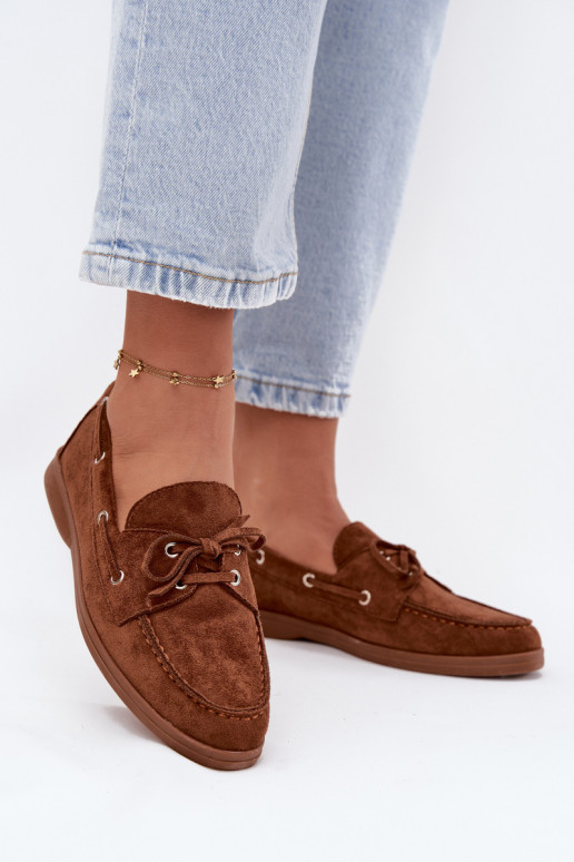 sapato mocassins femininos com detalhes elegantes cor marrom Calivra sapato mocassins femininos com detalhes elegantes cor marrom Calivra