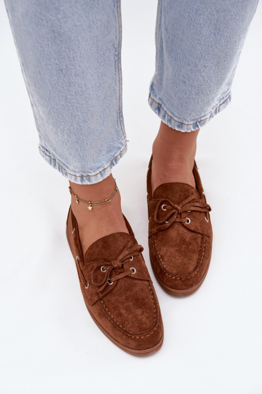 sapato mocassins femininos com detalhes elegantes cor marrom Calivra sapato mocassins femininos com detalhes elegantes cor marrom Calivra