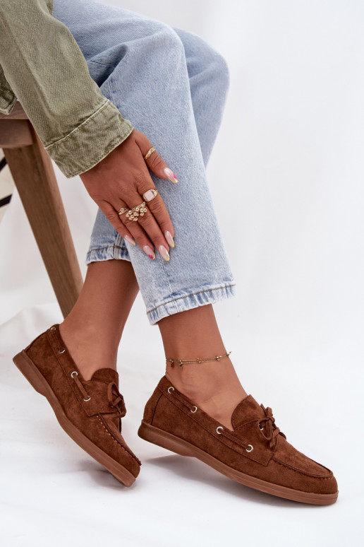 sapato mocassins femininos com detalhes elegantes cor marrom Calivra sapato mocassins femininos com detalhes elegantes cor marrom Calivra