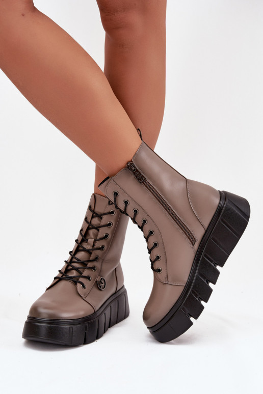 Botins de trabalho Feminino com uma plataforma aquecimento Vinceza 58588 bege Botins de trabalho Feminino com uma plataforma aquecimento Vinceza 58588 bege