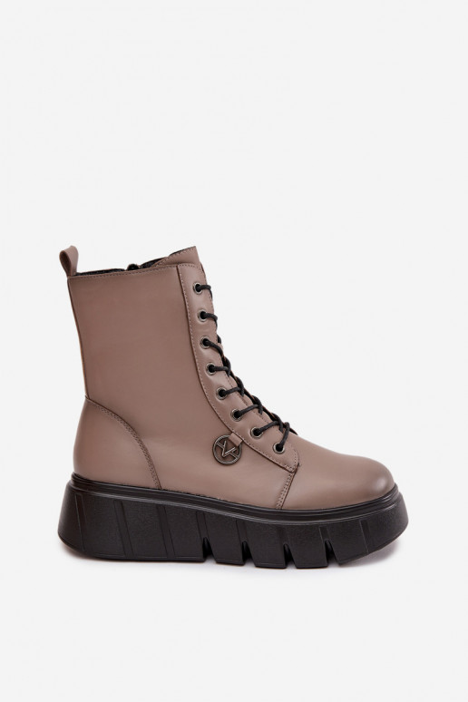 Botins de trabalho Feminino com uma plataforma aquecimento Vinceza 58588 bege Botins de trabalho Feminino com uma plataforma aquecimento Vinceza 58588 bege