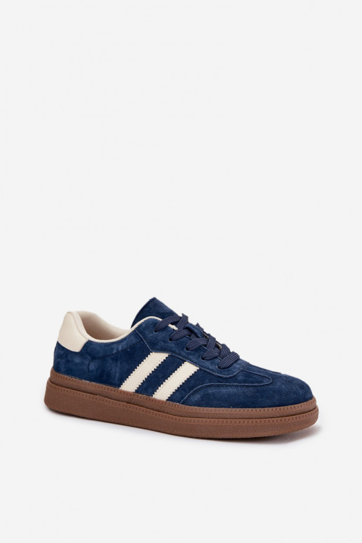 À modalo de tênis Feminino de camurça com uma plataforma azul escuro Sylviona À modalo de tênis Feminino de camurça com uma plataforma azul escuro Sylviona