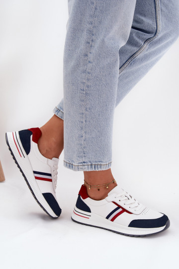 tênis Pele Feminino Branco-azul escuro Lorvessa