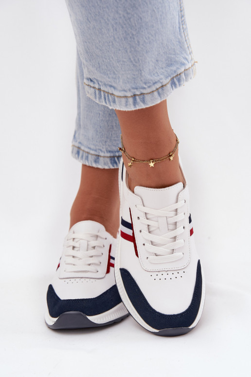 tênis Pele Feminino Branco-azul escuro Lorvessa