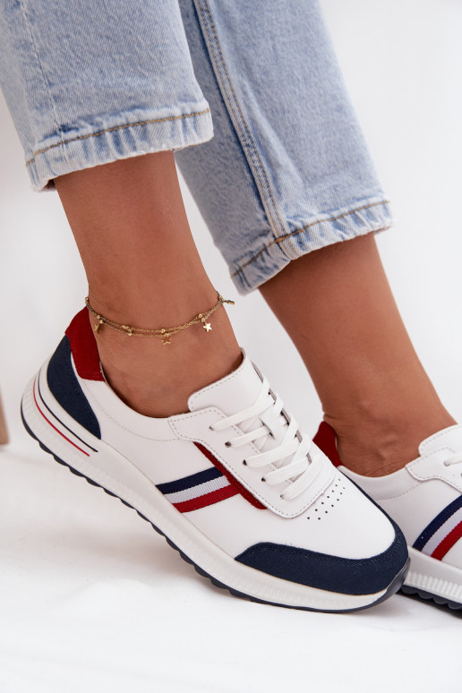 tênis Pele Feminino Branco-azul escuro Lorvessa