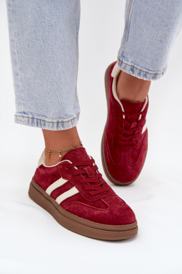 Botas esportivas femininas de camurça com plataforma, cor bordô, Sylviona