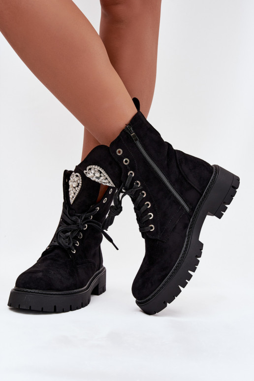 Botins de trabalho Feminino com olhos brilhantes Habilitado Języku cor preta Rosira Botins de trabalho Feminino com olhos brilhantes Habilitado Języku cor preta Rosira