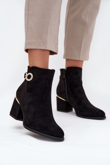 aquecimento Botas femininas Ze cor douradami Detalami com salto cor preta Dorisse 2