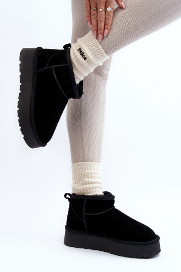 Elegante de camurça Baixo Botas de neve cor preta Nucca 2