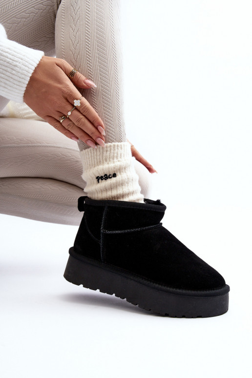 Elegante de camurça Baixo Botas de neve cor preta Nucca Elegante de camurça Baixo Botas de neve cor preta Nucca