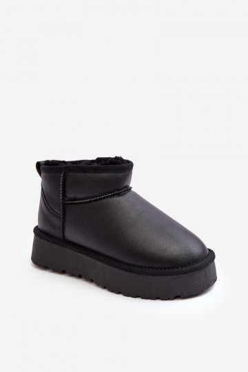 Pele Feminino Botas de neve com uma plataforma cor preta Loreley