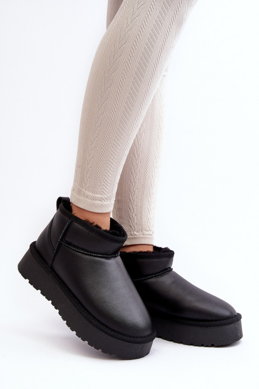 Pele Feminino Botas de neve com uma plataforma cor preta Loreley Pele Feminino Botas de neve com uma plataforma cor preta Loreley