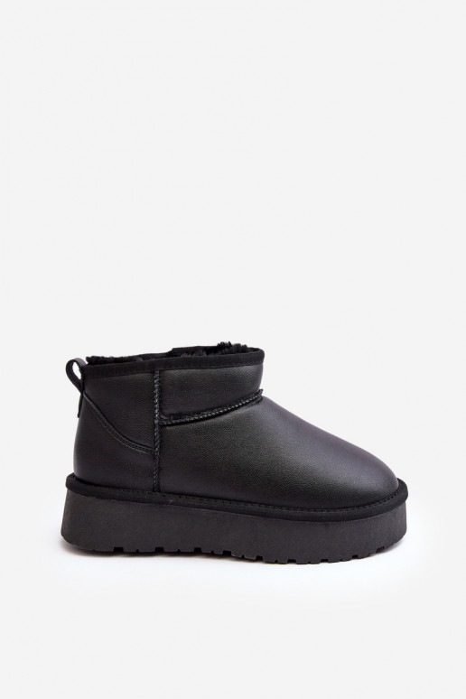 Pele Feminino Botas de neve com uma plataforma cor preta Loreley Pele Feminino Botas de neve com uma plataforma cor preta Loreley