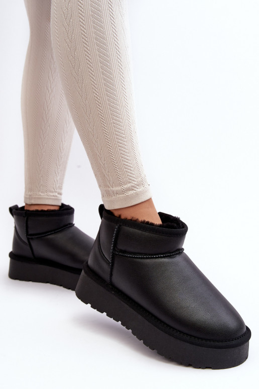 Pele Feminino Botas de neve com uma plataforma cor preta Loreley Pele Feminino Botas de neve com uma plataforma cor preta Loreley